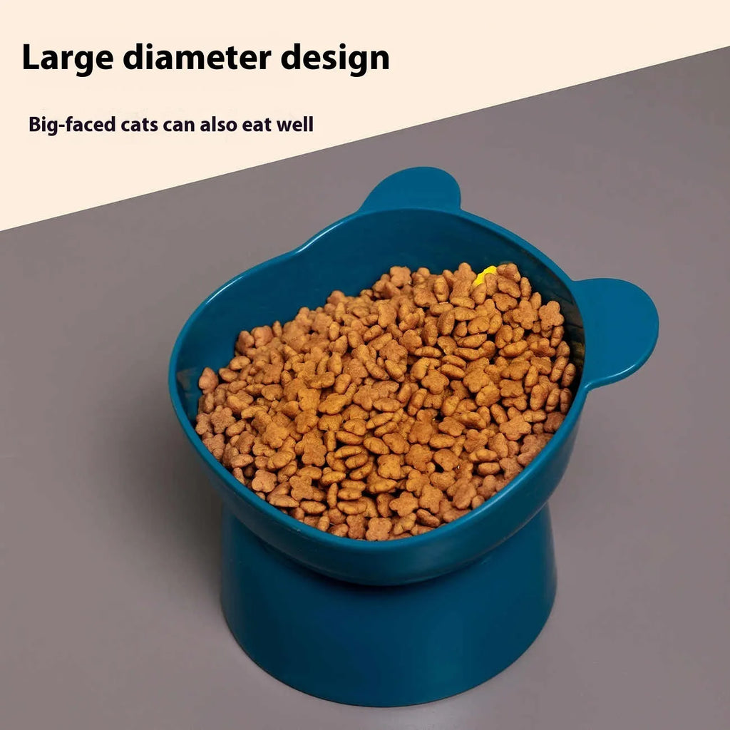 Oblique high foot anti-tumble PP plastic pet bowl for cats and dogs in four colours
