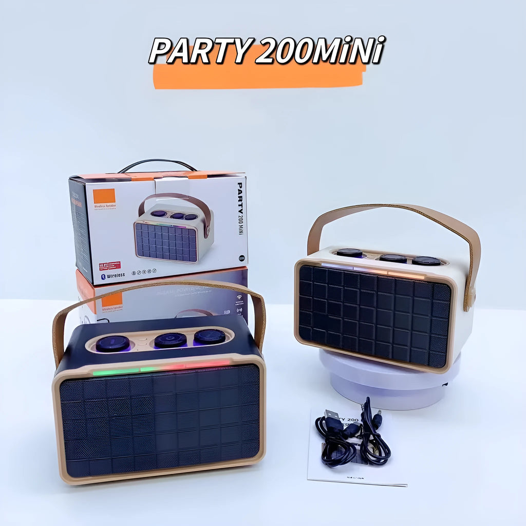 Portable outdoor Bluetooth speaker with RGB dual drivers in black, 160x97x92mm
