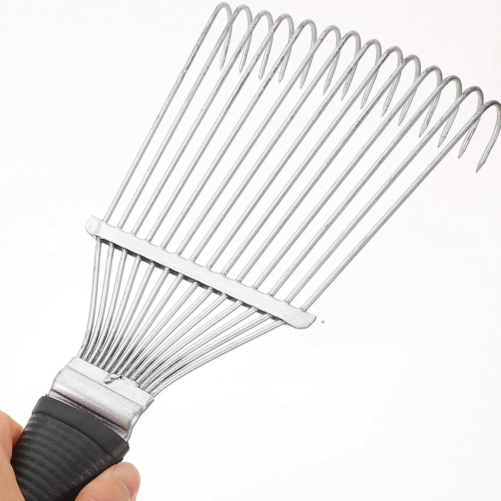 Stainless steel dematting brush rake comb for animal grooming with curved teeth