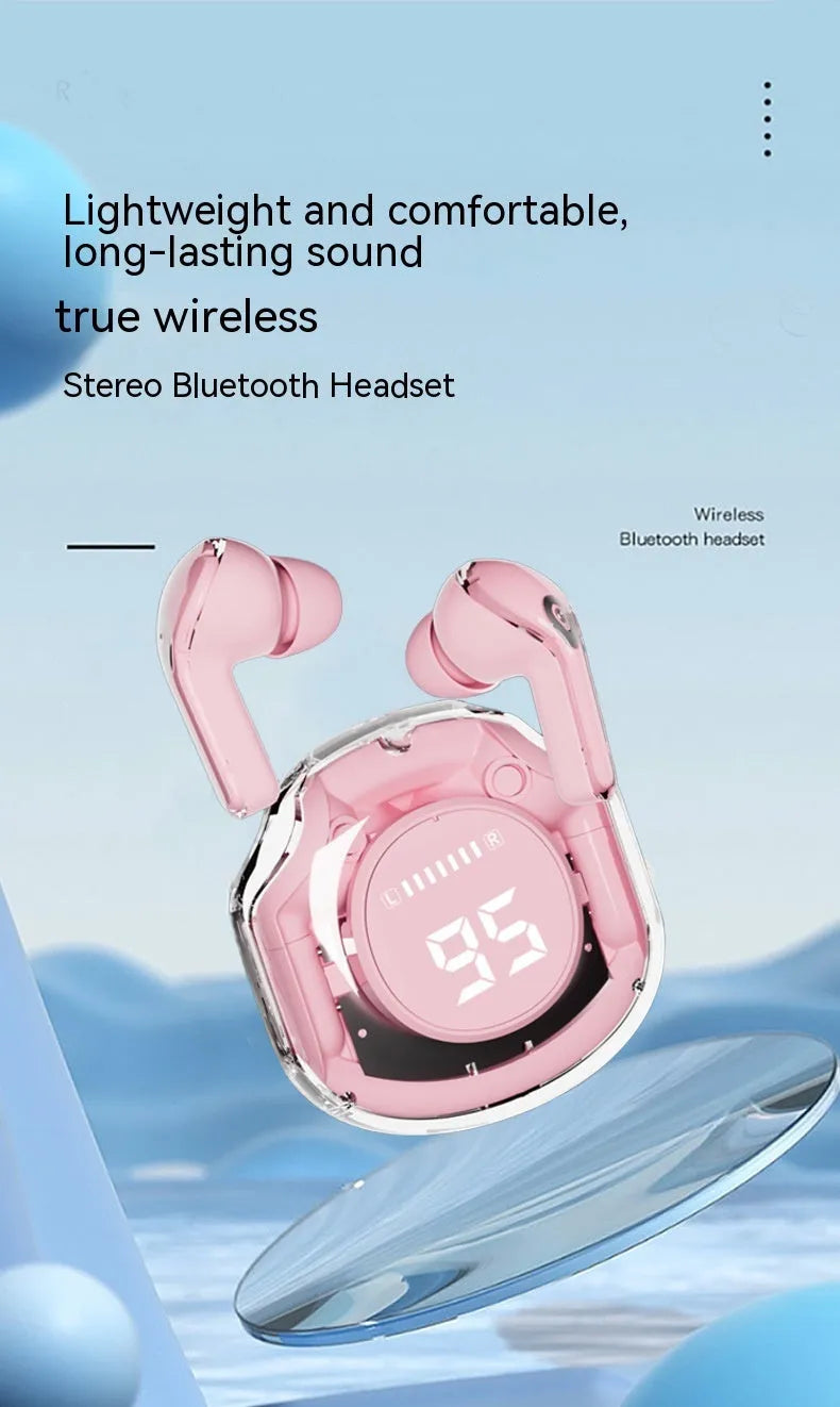 Wireless Bluetooth headset with 30mAh earbuds and 200mAh charging case, Type-C, digital display, five colours