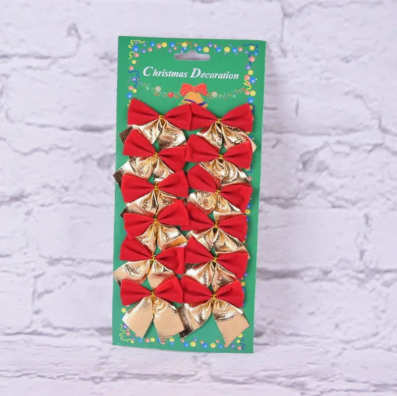 Red gold and silver 5 cm polyester Christmas tree decoration bow ornament