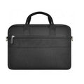 Black Oxford cloth laptop backpack showing multiple pockets and anti-seismic padding for 14-inch or 15.6-inch computers.