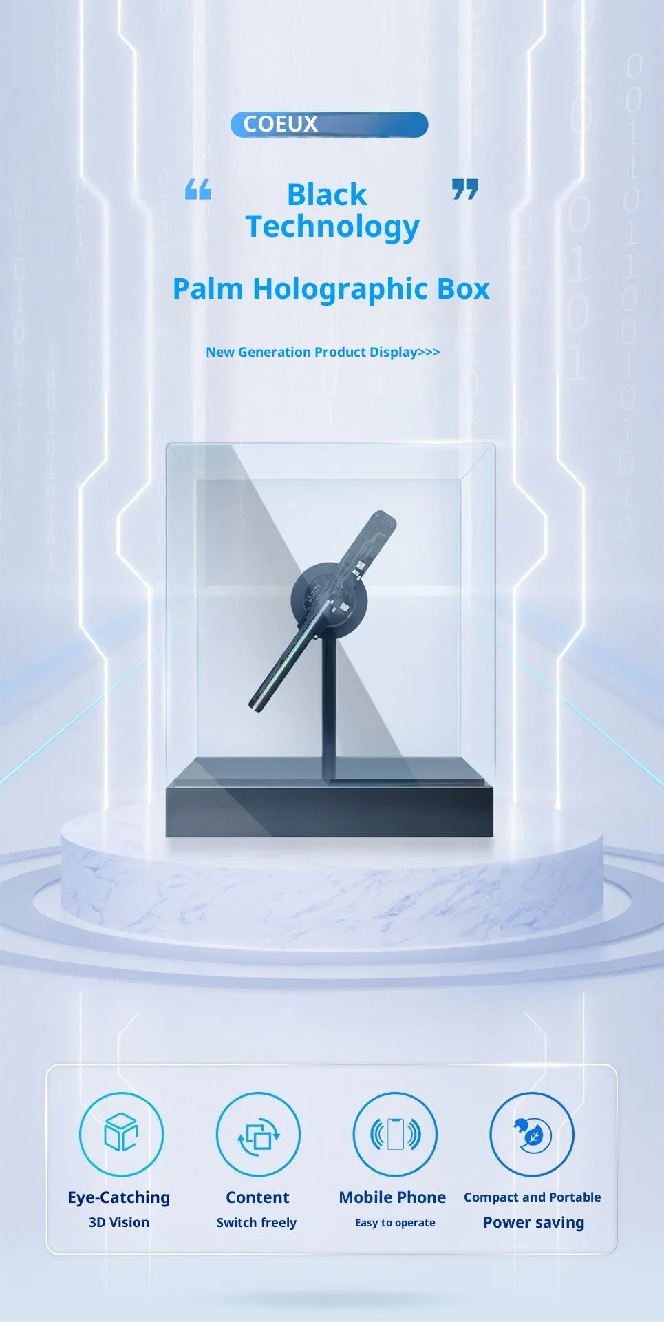 Holographic 3D fan screen desktop decoration with remote control, displaying floating holographic image