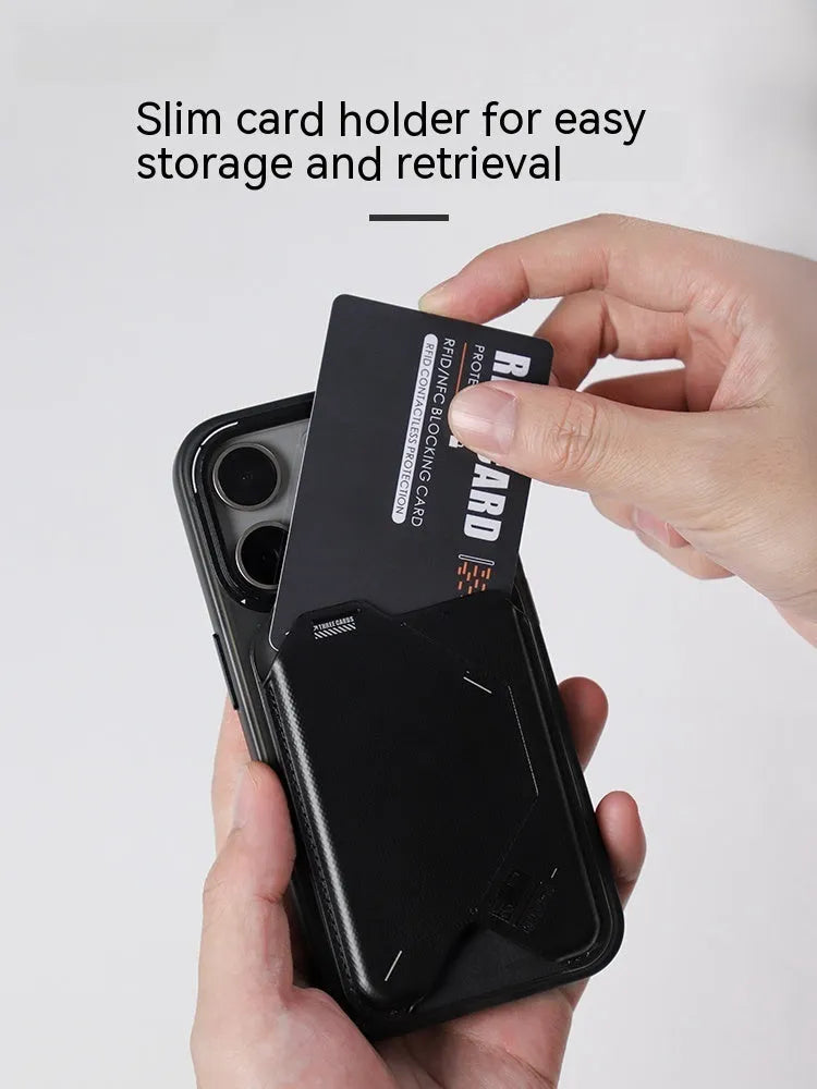 Black Magnetic Flip Card Holder G02 two-in-one wallet and phone holder, TPU artificial leather, 100mm