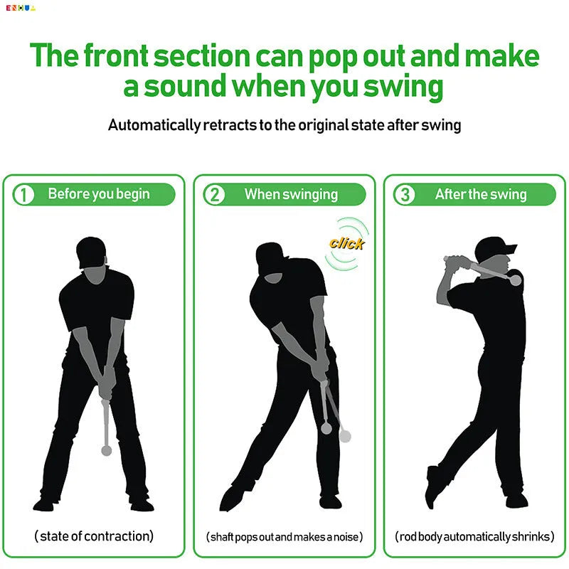Telescopic stainless steel golf swing simulator in black colour