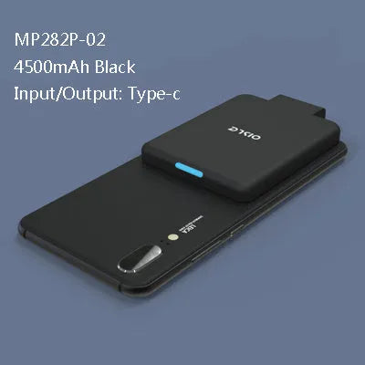 Slim 4500mAh back clip power bank in black, white, blue, pink, or red for iPhone Android Type-C charging