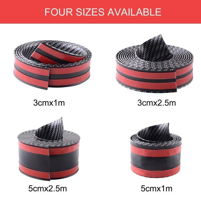 Universal carbon fibre pattern car door threshold and bumper protector strip, 1 metre length, 3.0 cm to 7.0 cm widths