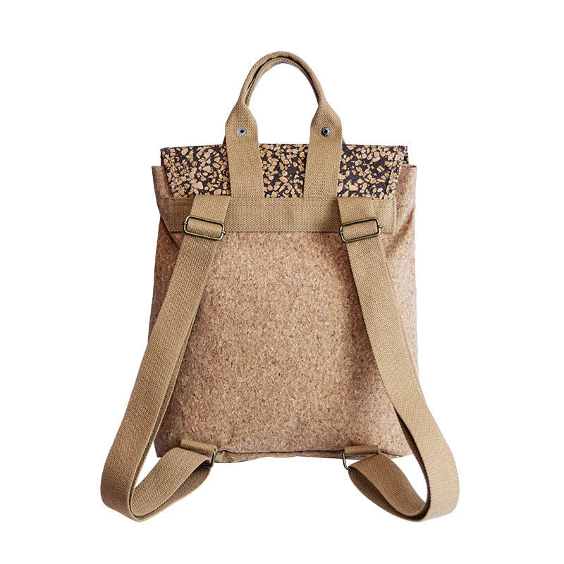 Coffee grounds cork casual backpack with polyester lining, curved shoulder straps, and solid Coffee Grounds Cork colour.
