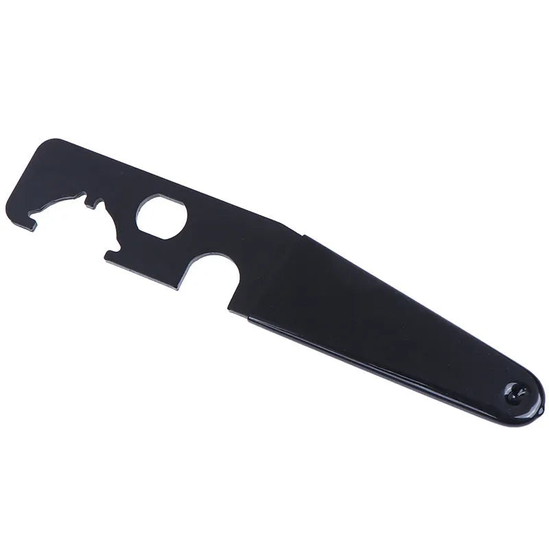 Black steel and rubber multi-function tactical wrench on dark surface showing slim 20.8cm profile