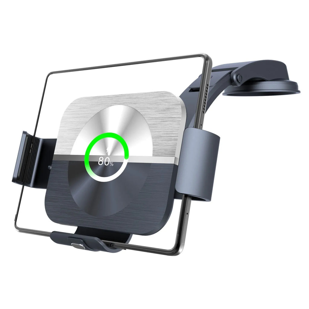 S11 twin coil car wireless charger for folding screen phones, Type-C, Qi 1.2.4, Black or Technology Grey