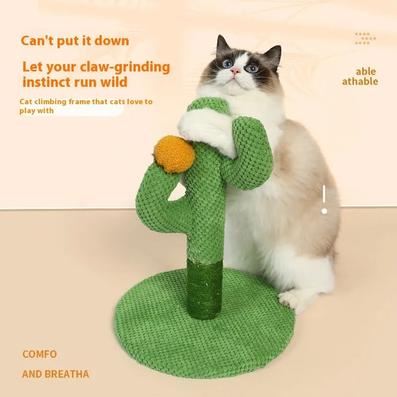Cactus design cat scratching climbing pole with sisal surface for claw grinding