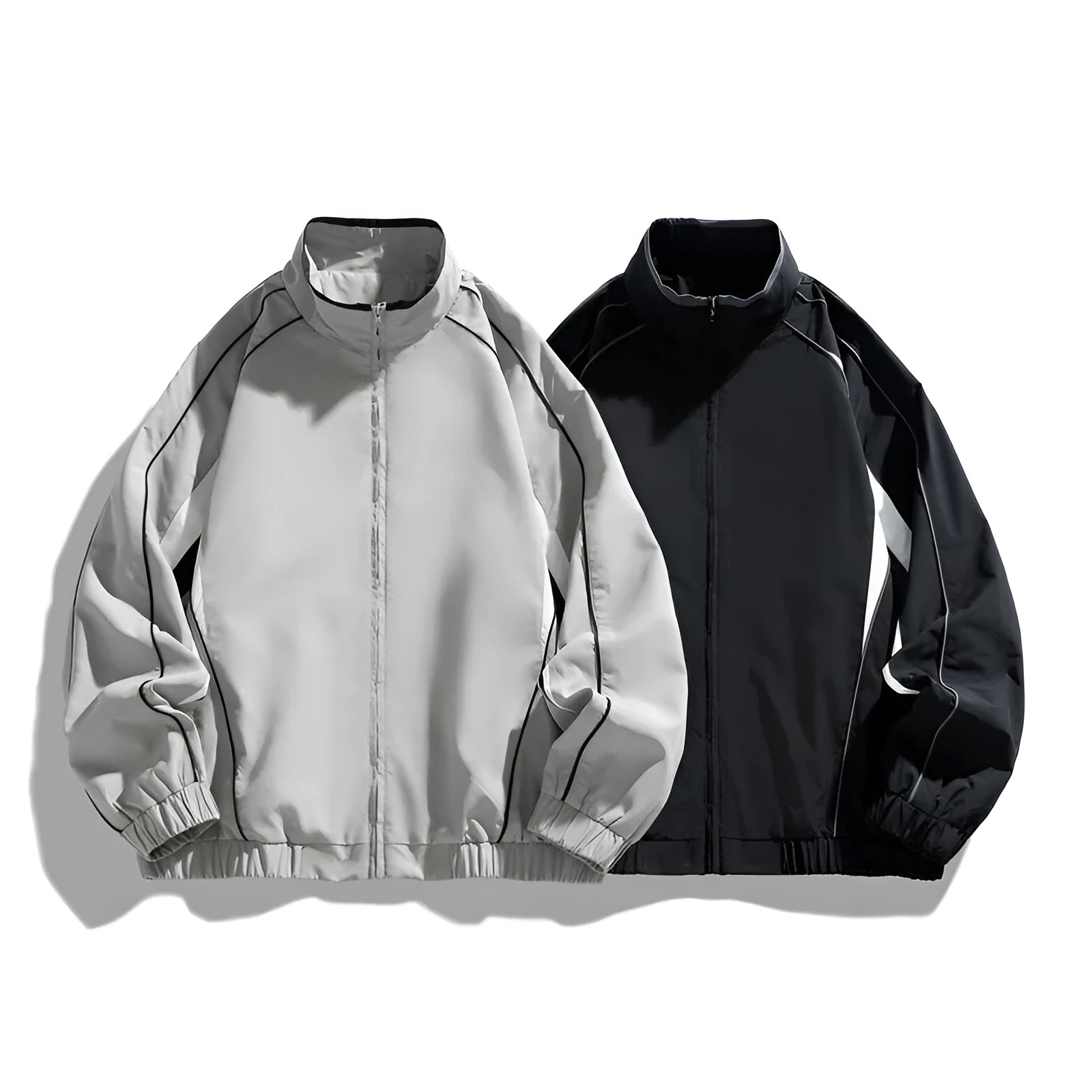 Men's loose fit polyester windproof coat in solid colour for spring autumn, shown in 1572 Amber Black