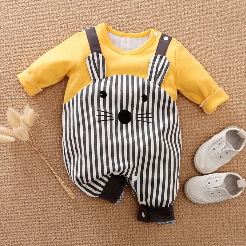 Cotton baby suit, safety class A, pullover, long sleeves, white or yellow, sizes 59cm to 90cm