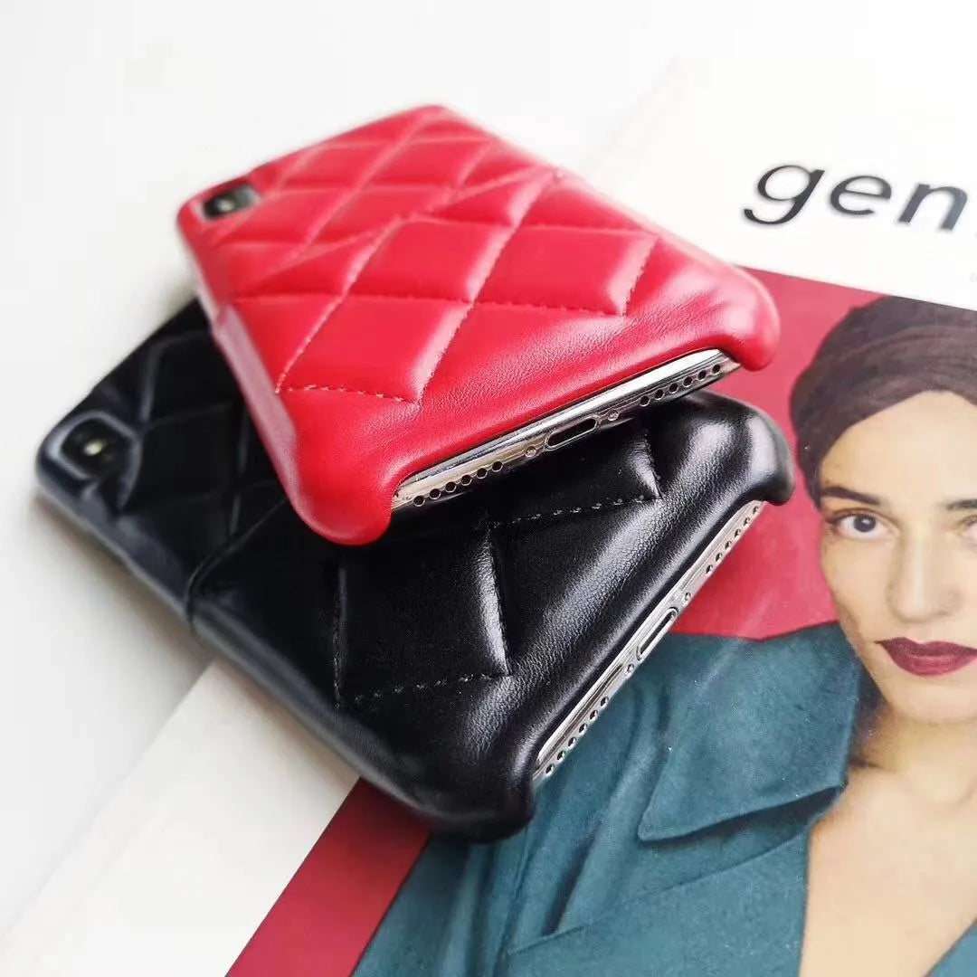 Leather mobile phone case compatible with iPhone XS Max in black, pink or red colour
