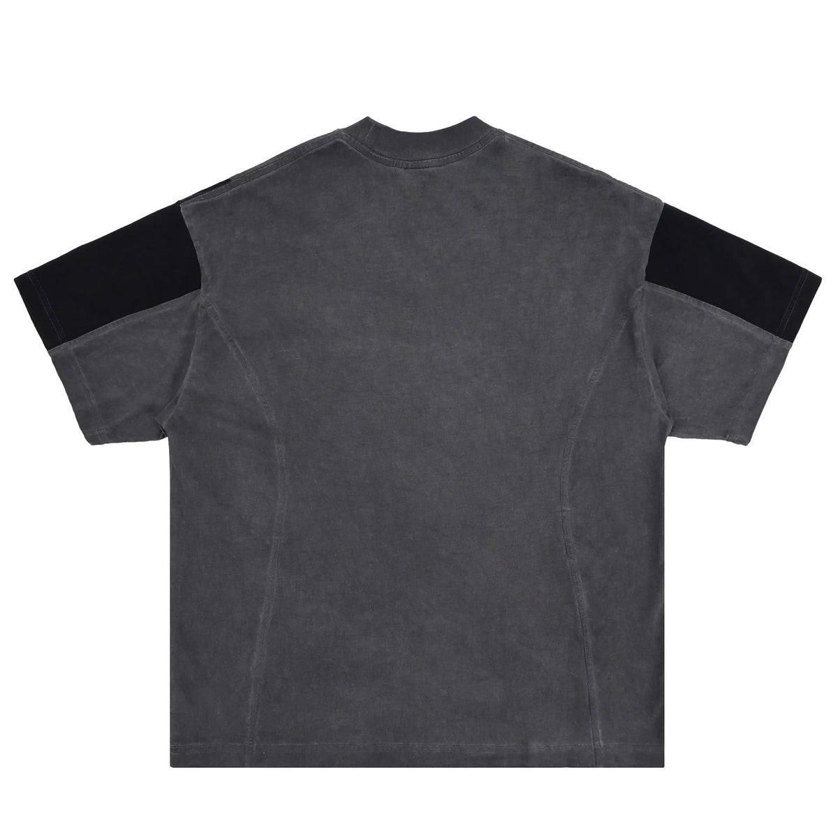 American Patchwork retro distressed men's grey cotton T-shirt with contrast letter print