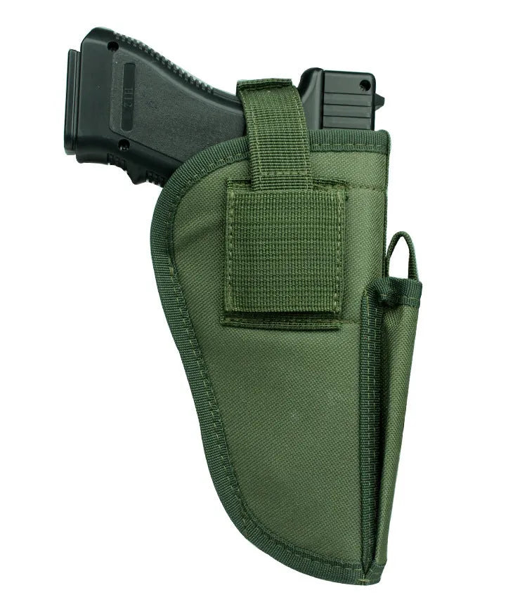 Green nylon outdoor tactical universal holster 10.5 x 19 cm for right-hand draw