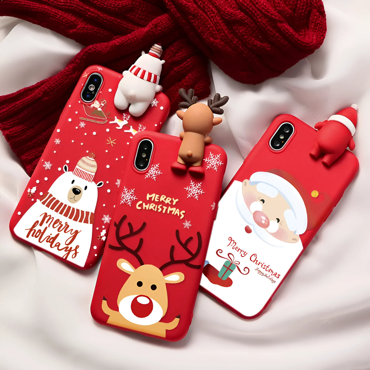 Rainbow Christmas TPU phone case in red or green, cartoon Christmas back cover for iPhone 11 12 6 7 8 X XR XS Max