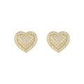 Gold-plated S925 silver stud earrings with a heart-shaped moissanite stone.