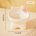 Ceramic cat bowl anti-tip design cervical protection black chin prevention 15.5x14.5cm