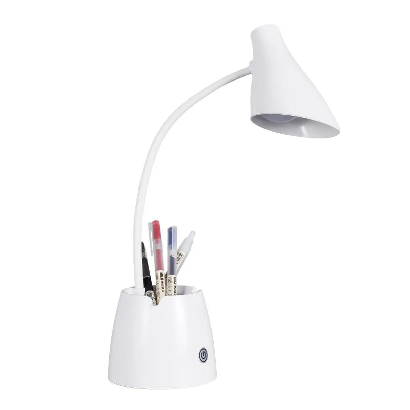 LED folding eye protection table lamp in beige with three colour temperature settings and rechargeable battery