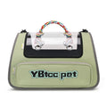 Portable transparent visual pet bag in blue with large capacity and foldable Oxford cloth design for pet travel