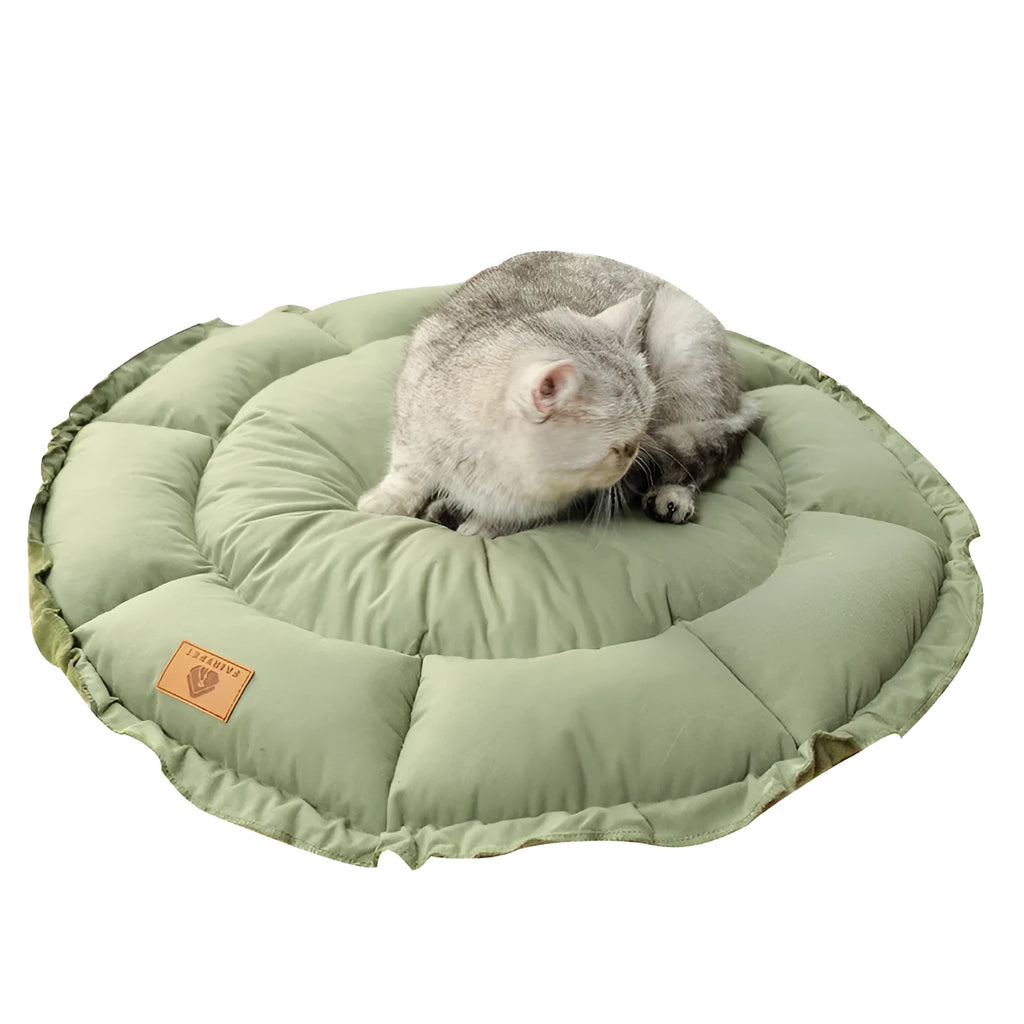 Grey reversible donut pet bed with raised rim for cats and small dogs