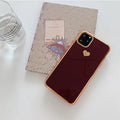 Solid colour TPU back cover phone case for iPhone, shown in blue, claret, pink, or green.