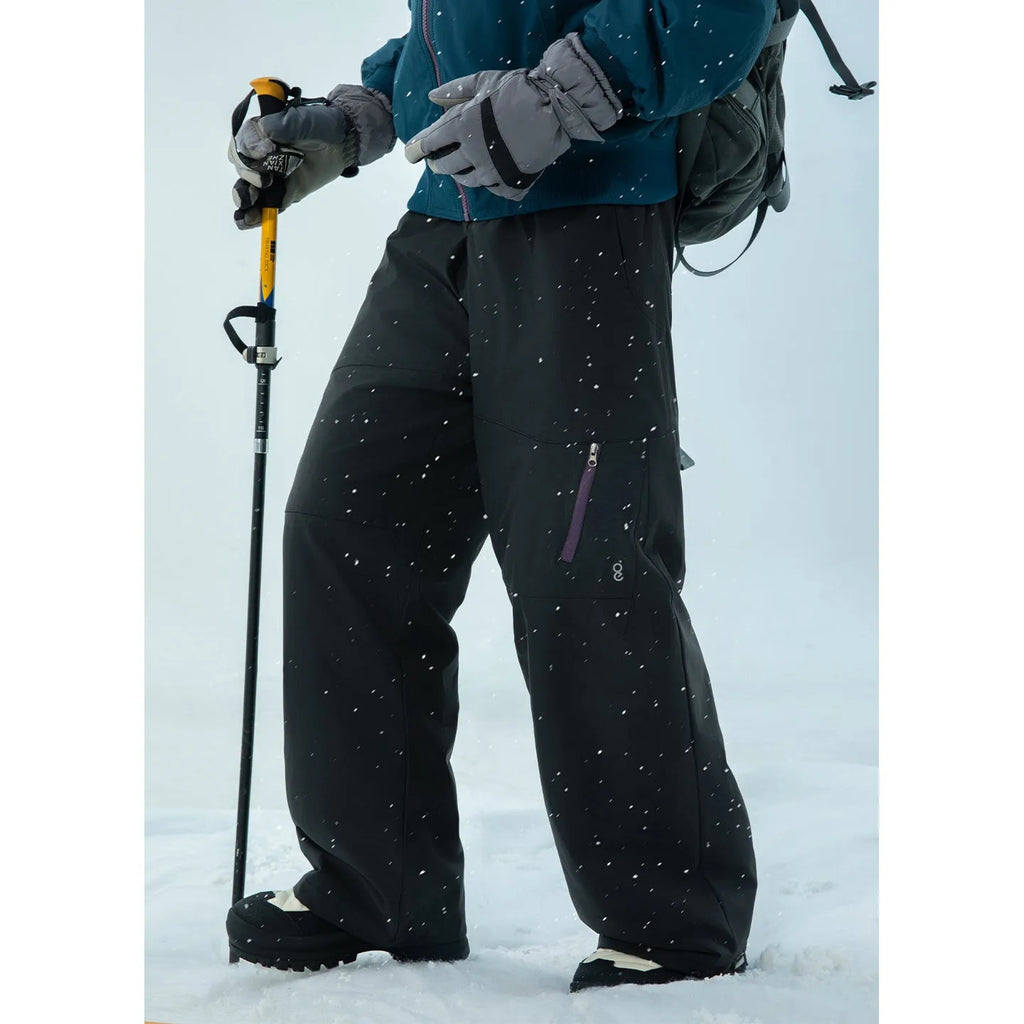 Warm thick straight leg sports trousers in carbon black – mid waist drawstring style with no fly, leisure basic fit