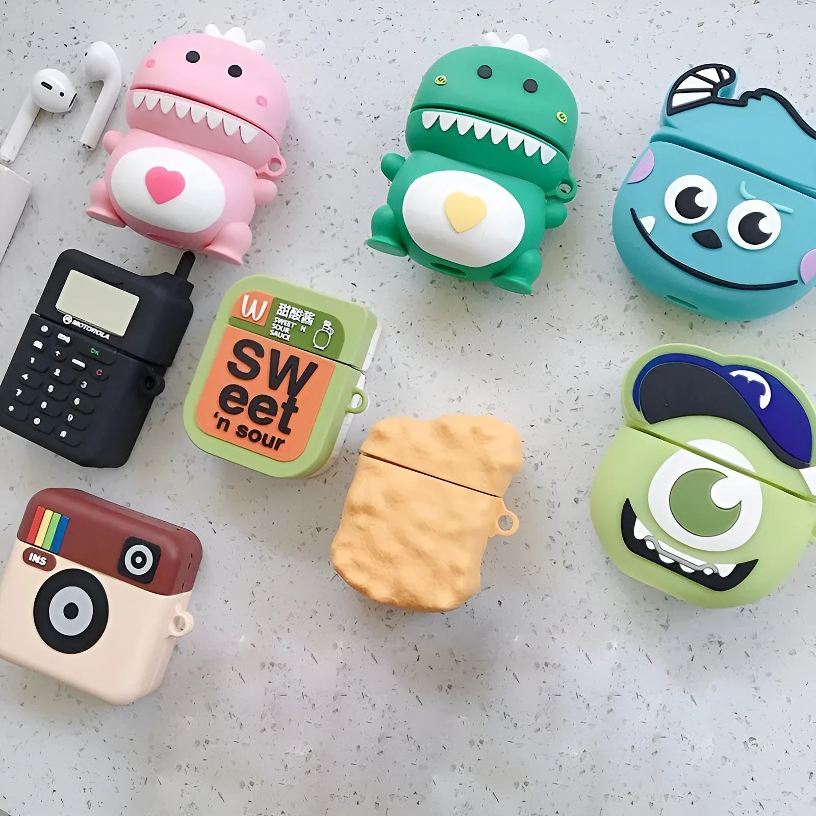 Cartoon animal silicone AirPods protective case in multiple colour options