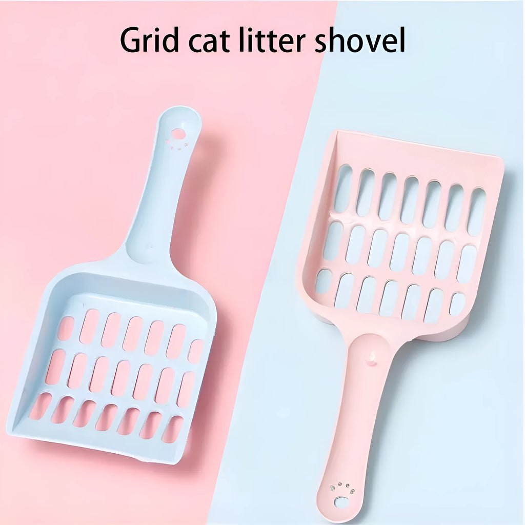 Blue plastic cat litter scoop with dimensions 20cm long, shown on a white background.