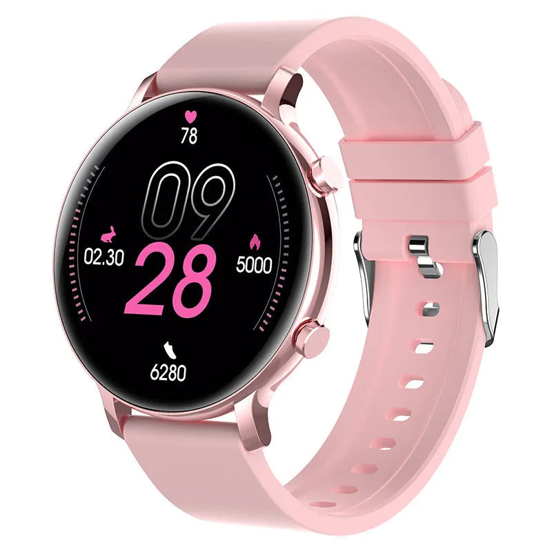 Black Bluetooth smartwatch with stainless steel strap showing call screen and health metrics