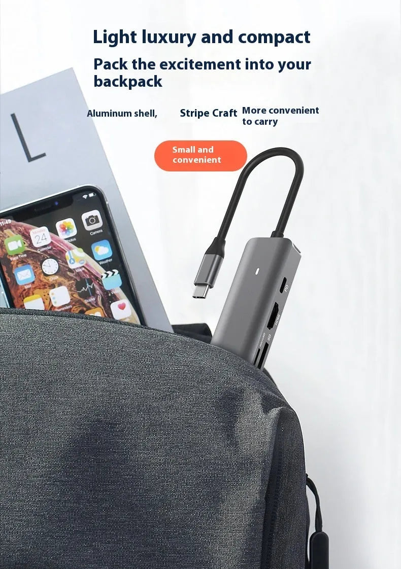 LQT-LH07 USB-C seven interface hub with PD charging and memory card slots