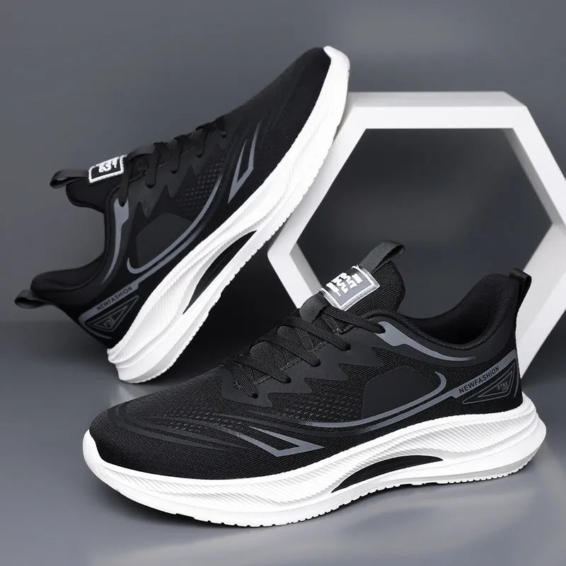 Men's low-top casual trainers in blue with a breathable mesh upper and rubber sole.