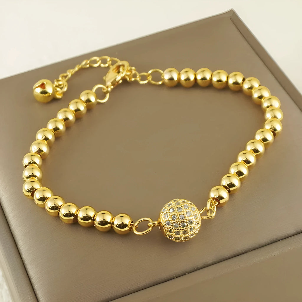 Copper Arabic bracelet with zircon stones and heart shape design for women's fashion jewellery