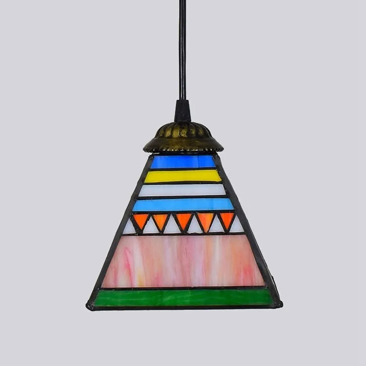 Art stained glass droplight pendant ceiling light with coloured glass shade