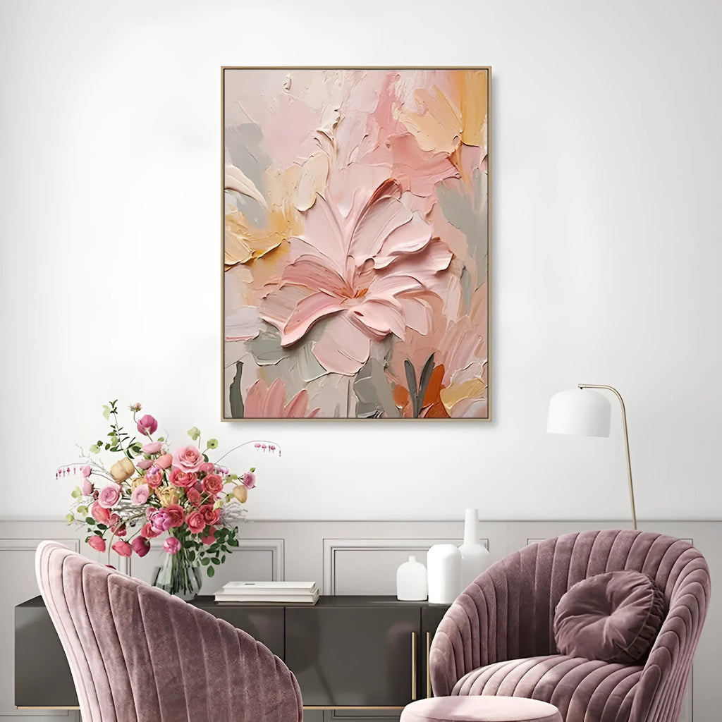 Handmade Oil Painting Canvas Wall Art Decoration 3D Texture Thick Oil Flowers Modern Abstract Vertical for Living Room Bedroom Home Office 60cm 70cm 80cm 90cm 100cm 120cm Sizes Without Inner Frame
