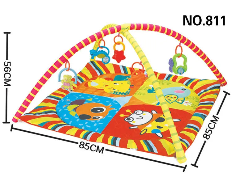 Velvet baby gymnastic rack game blanket with animal design for grasping ability training