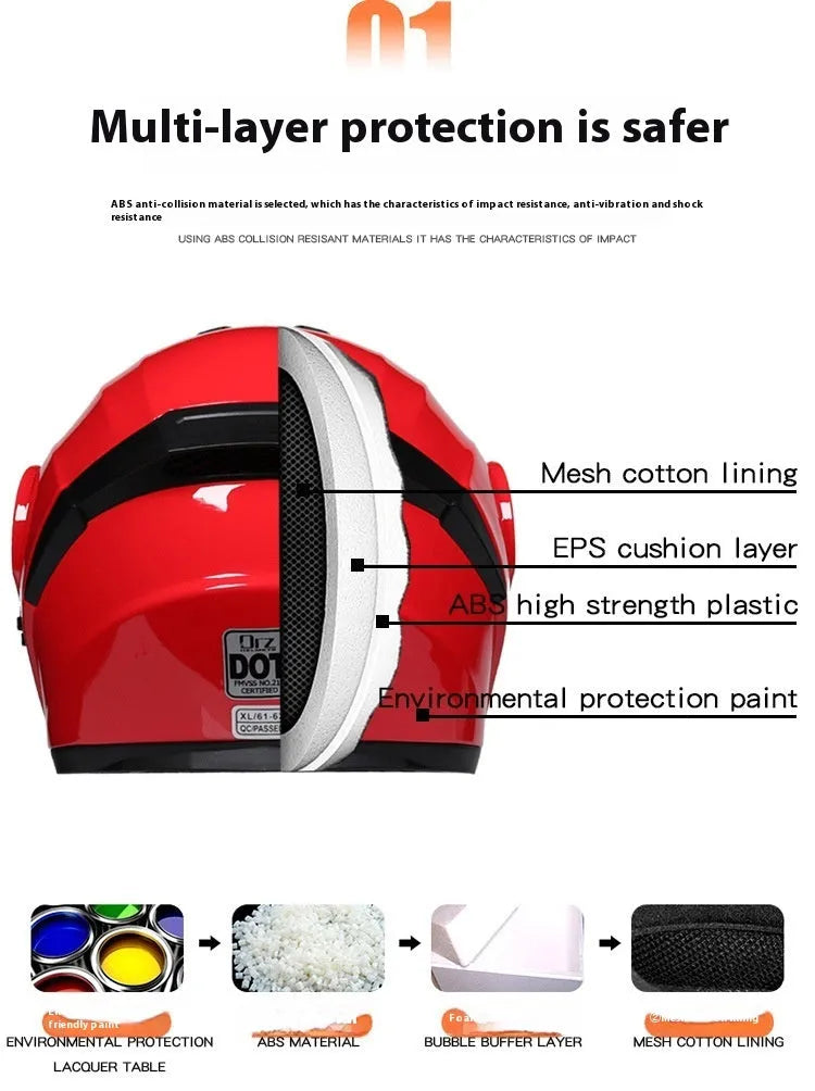 Asian black full face motorcycle helmet with ABS shell in S M L XL size options