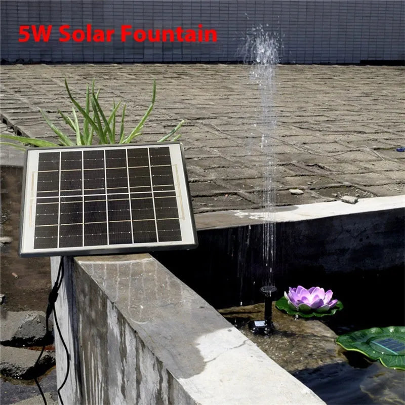 Solar fountain oxygen rockery floating on pond water with spray effect for bird bath