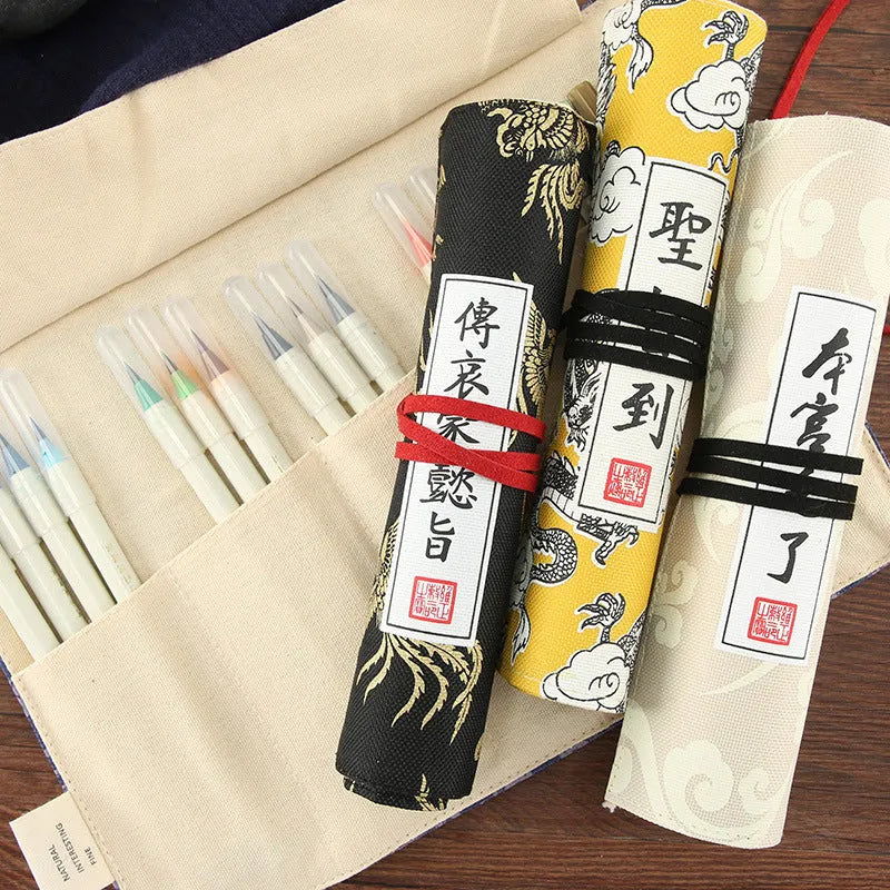 Oxford cloth pencil case in court style, plain fabric, available in four colours, 28.5cm by 20cm