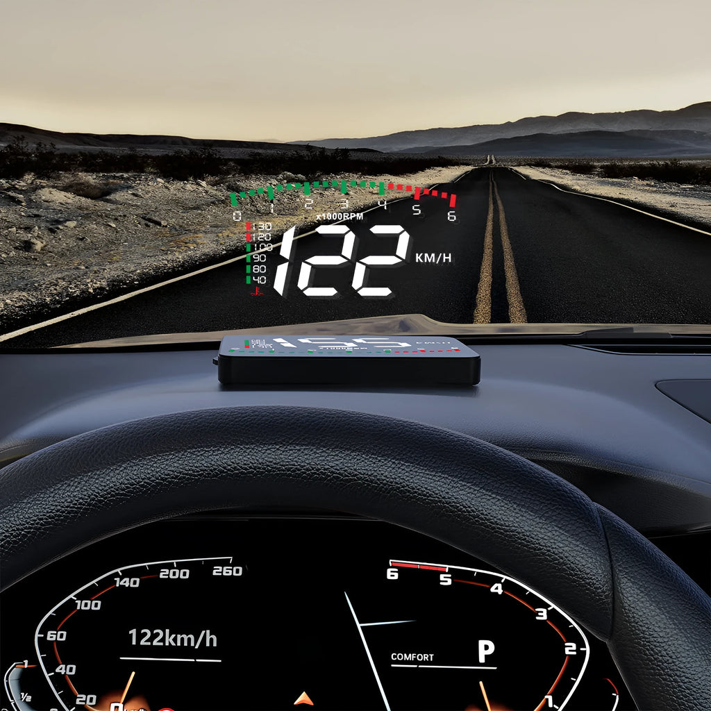 Automotive HD speed projector vehicle HUD head-up display with 3.5 inch LED screen on car dashboard