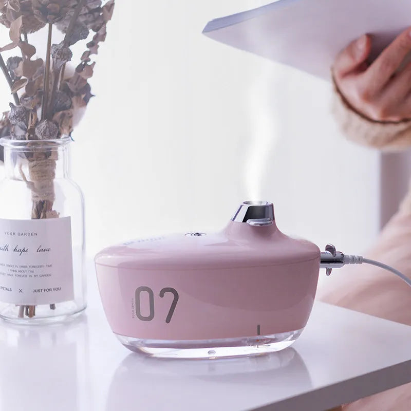 USB mini portable air purifying humidifier with nano atomization, night light, and 300mL tank in green