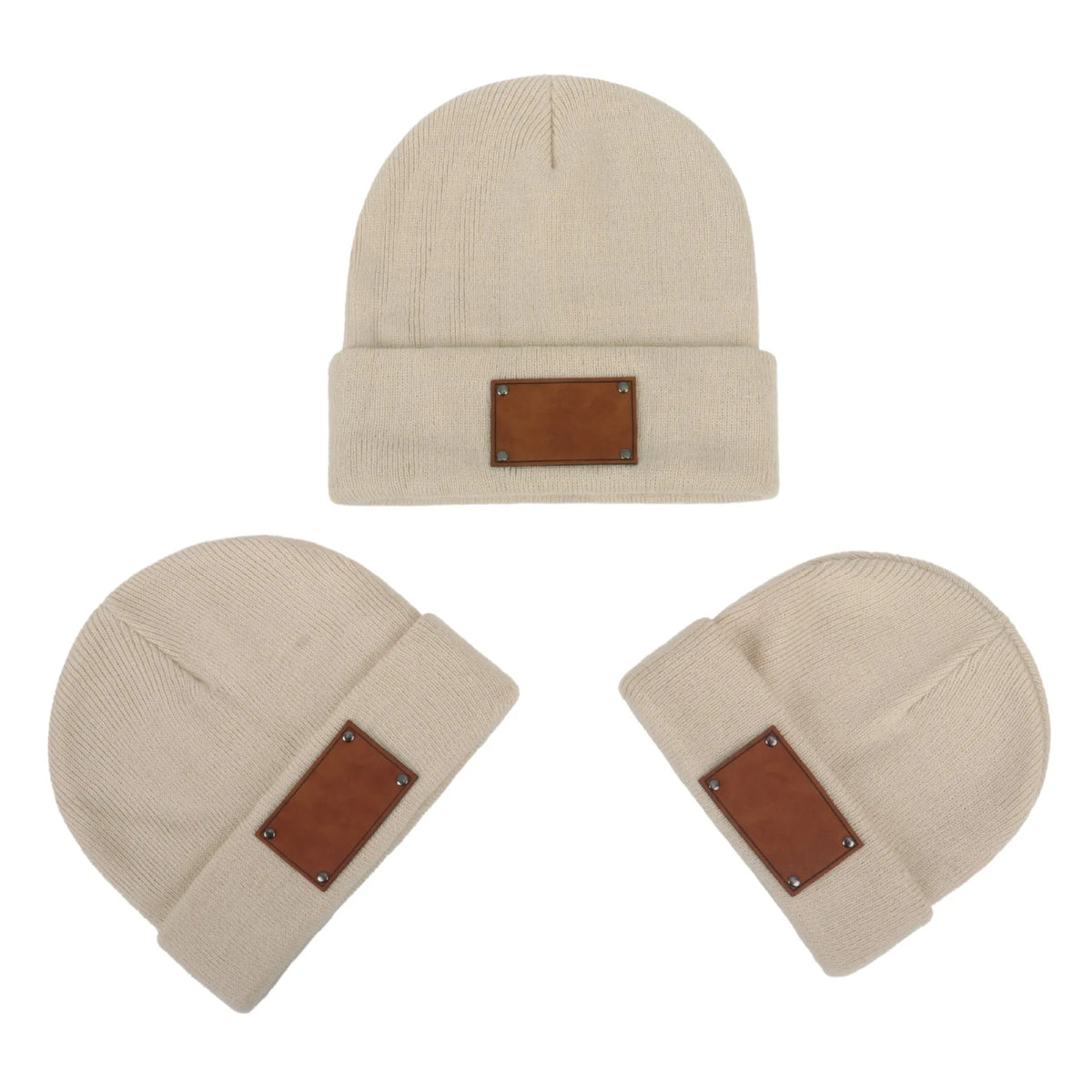Knitted warm pullover hat in acrylic fibre with dome top and no brim, available in six colours and sizes S, M, L.
