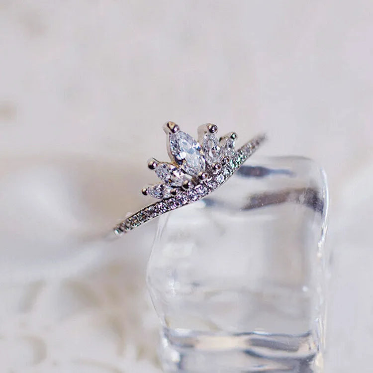 Fashion personality diamond inlaid crown exaggerated women's ring in rose gold 16mm copper electroplated