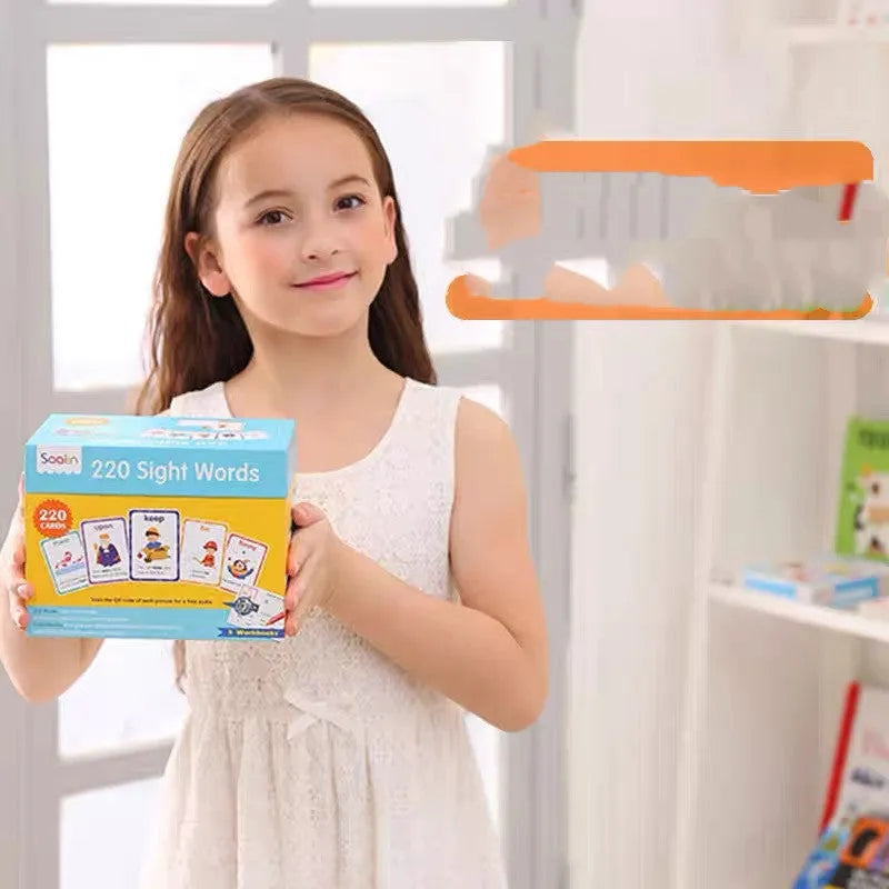 Early childhood education gift box containing 220 high-frequency word cards and 5 workbooks