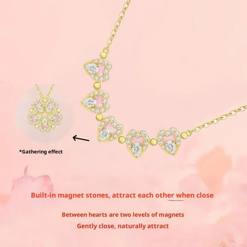 S999 silver heart pendant clavicle chain necklace with rose gold finish and cross chain, 40+5cm.