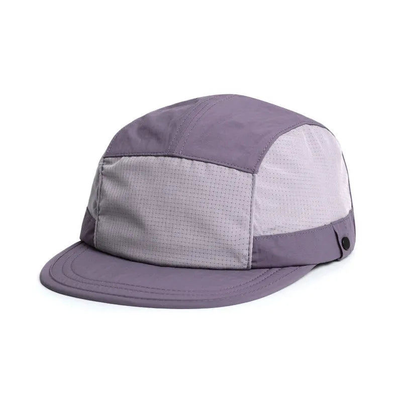 Breathable dome summer cap with soft tongue peak in quick-drying polyester fabric