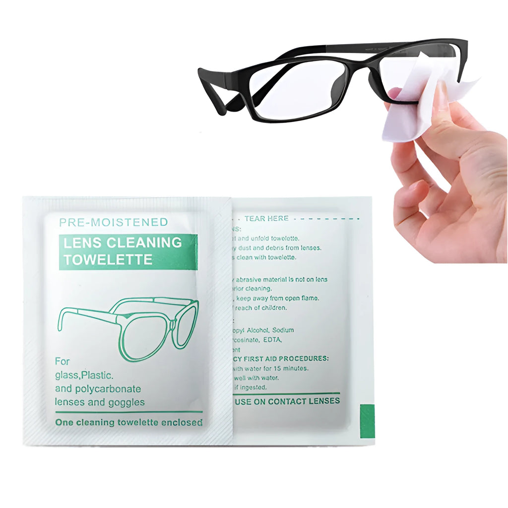 100 individually packaged white glasses cleaning wipes with anti-fog properties