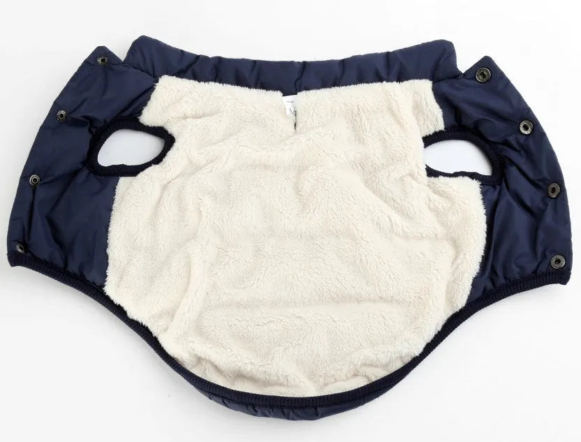 Waterproof polyester dog jacket in brown laying flat showing front view with zip closure