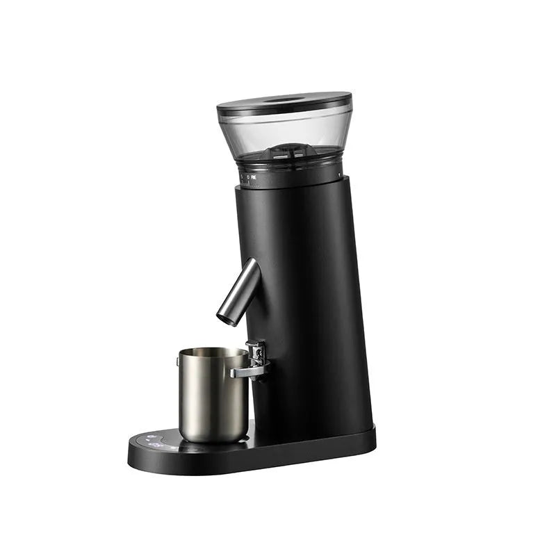 Portable electric coffee grinder in stainless steel with 0.5L capacity available in beige and black retro style